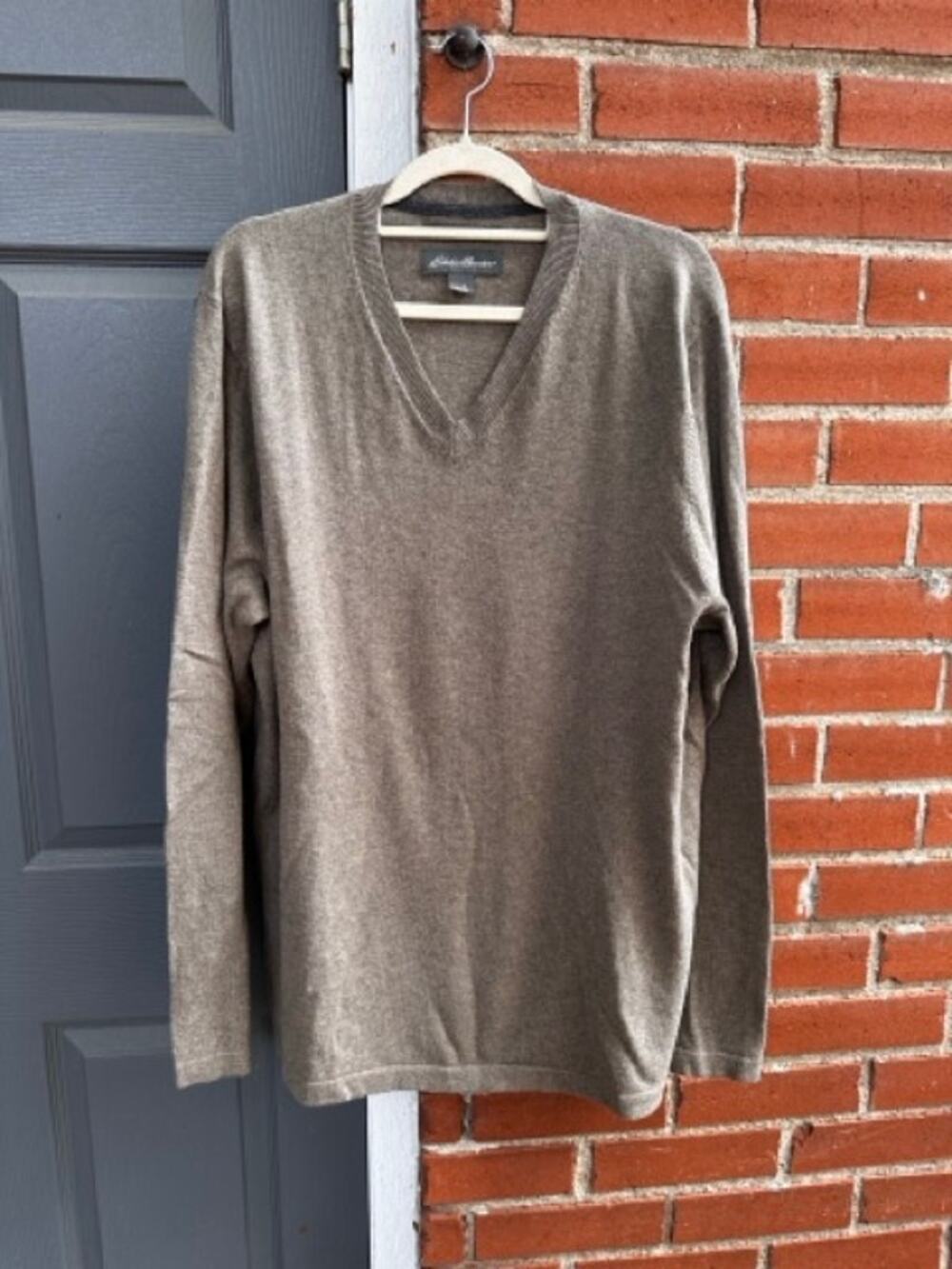 Eddie Bauer Men's Size TL Cotton Merino V-Neck Sweater Classic